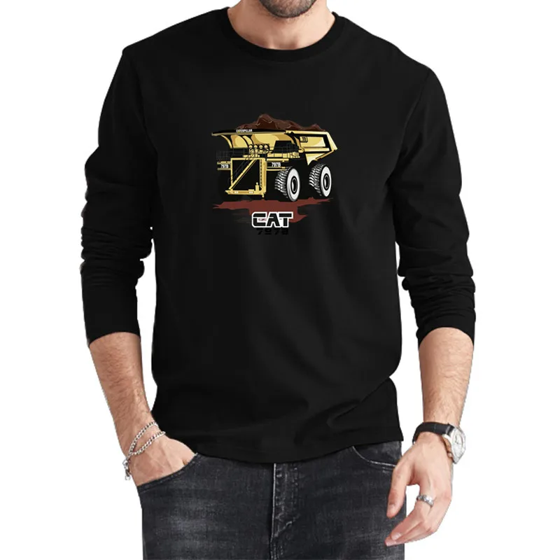 Классическая черная футболка с логотипом Caterpillar 797B новинка 2021 мужская летняя