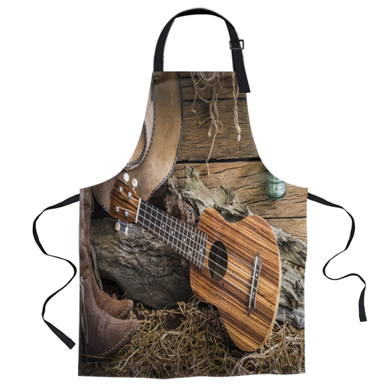

Фартук для гитары в Западном ковбойском ретро-стиле, фартук для выпечки, кухонные принадлежности для мужчин и женщин, аксессуары для домашн...