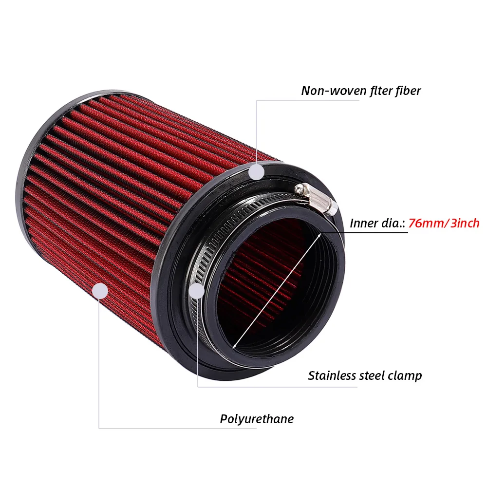Воздушный фильтр в виде конуса холодного потока 76 мм 3 дюйма универсальный
