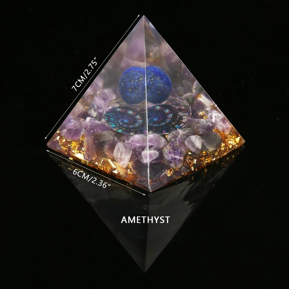 

Crystals Stone Orgone Pyramid Energy Generator Natural Amethyst Peridot Reiki Chakra Meditation Tool Room Decor Christmas Gift