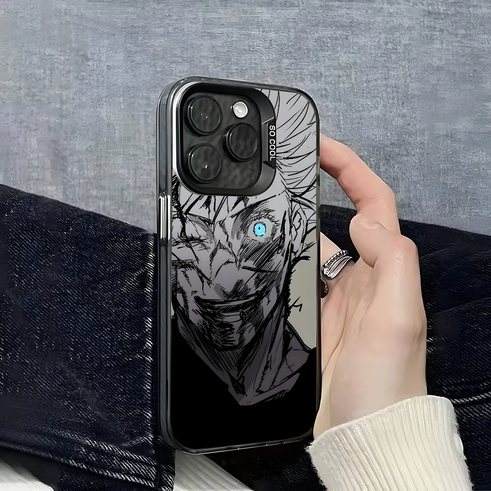 Модный чехол для телефона J-Jujutsu Kaisen Gojo iPhone 16 15 14 13 12 11 Pro Max черный фиолетовый