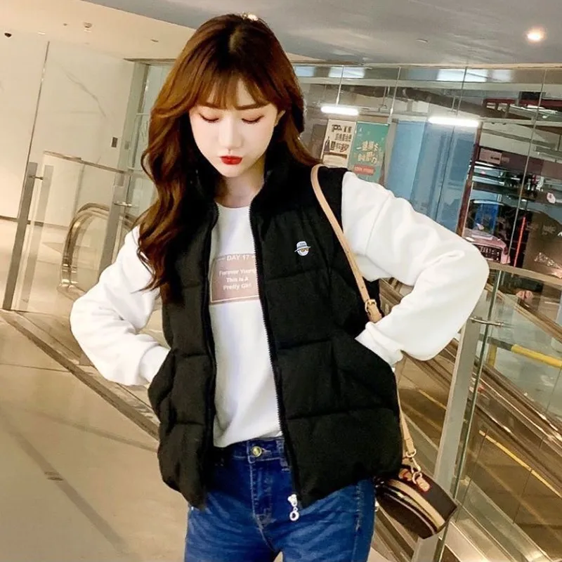 2022 Casual Women's South Korean Fashion Waistcoat Zipper Vest Down Cotton Winter Ladies Windproof Thermal Vest Jacket