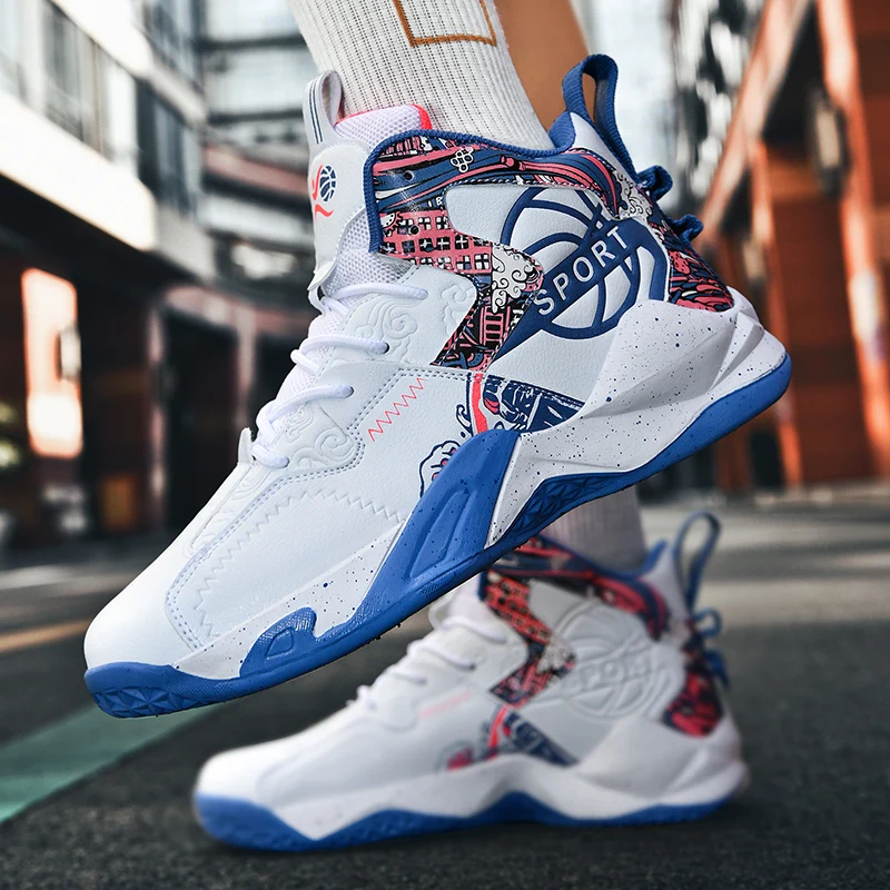 Teens Retro Basketball Shoes Men Sneakers Boys Air Basket Shoes High Top Anti-slip Outdoor Sports Boots Trainer Women Sneakers