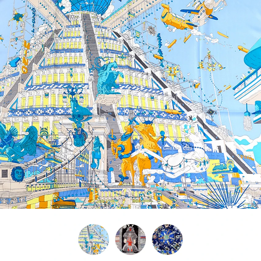 Роскошный шелковый шарф 90*90 роскошные дизайнерские брендовые шелковые шарфы