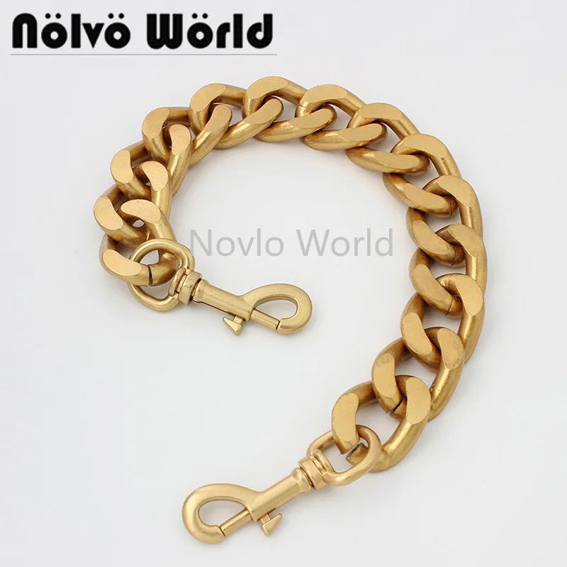 1-5 pieces 30-120cm 34X25mm Oversize Curb Chain Ins Hot Light Alumium Ladies purse bag shoulder straps satin gold chains