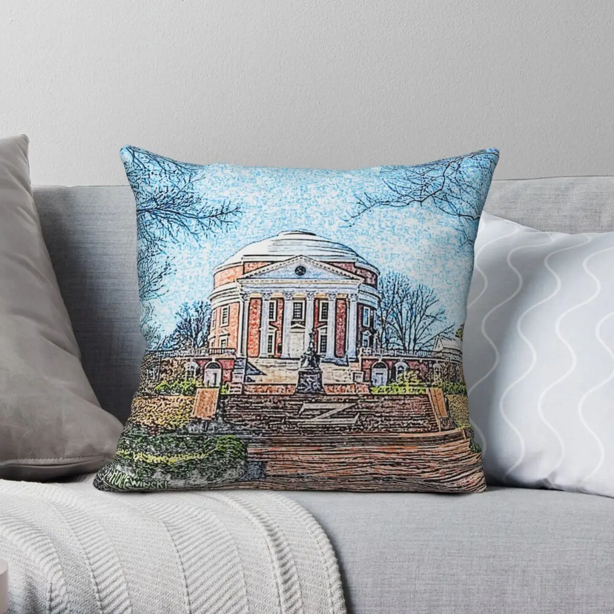 

Квадратная наволочка The Rotunda из полиэстера, льна, бархата, с принтом, на молнии, Декор Чехлы на подушки для дома