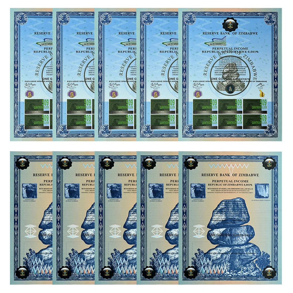 

1pc /10pcs /100pcs Special New Large Zimbabwe One Googol Containers Paper Banknotes with Watermark Crafts Gift