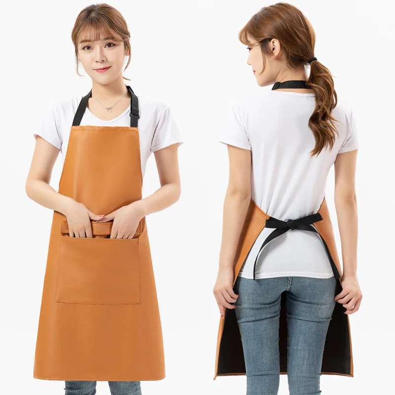 

Women Clothes Cooking Apron Household Aprons Proof Restaurant Kitchen Waterproof Apron For Oversleeve Work New Oil Leather