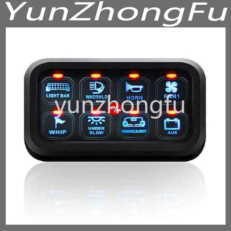 

Бесплатная доставка, Синяя светодиодная панель переключателя 8 каналов, релейная система управления цепью, тонкая сенсорная панель управле...