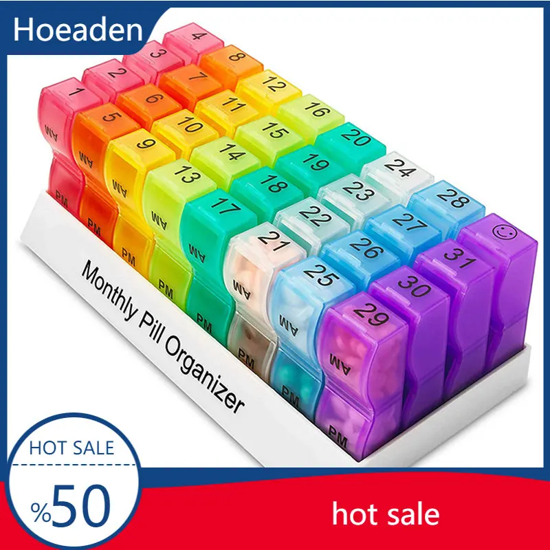 

1Pcs 30 Days Monthly Pill Box Holder Medicine Storage Organizer Drug Container Case BPA Free Pillbox Dropshipping&Wholsale