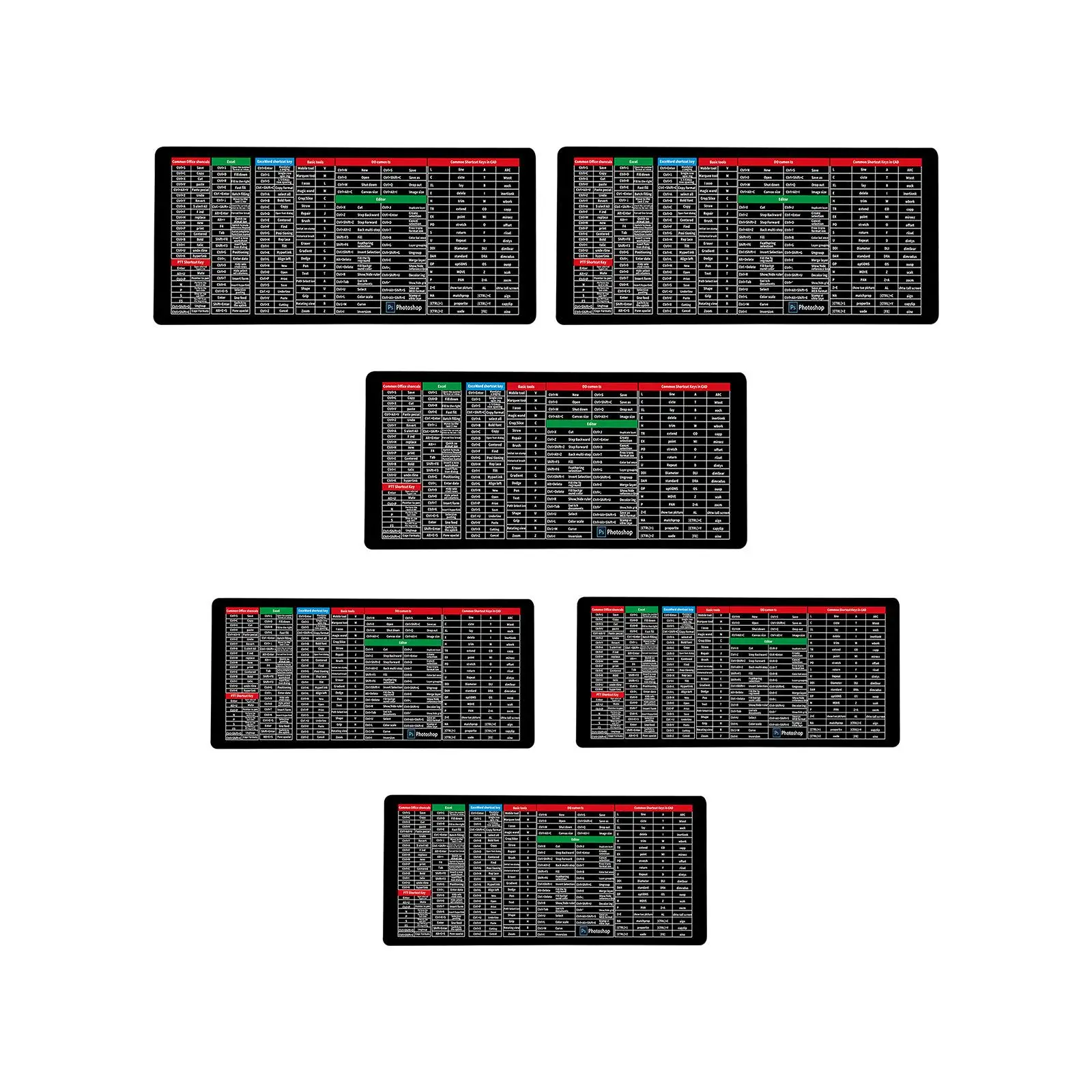 

Large Gaming Mousepad Shortcuts Keys for Home Office Work Waterproof Easy Clean Surface Anti Slip Computer Keyboard Mat