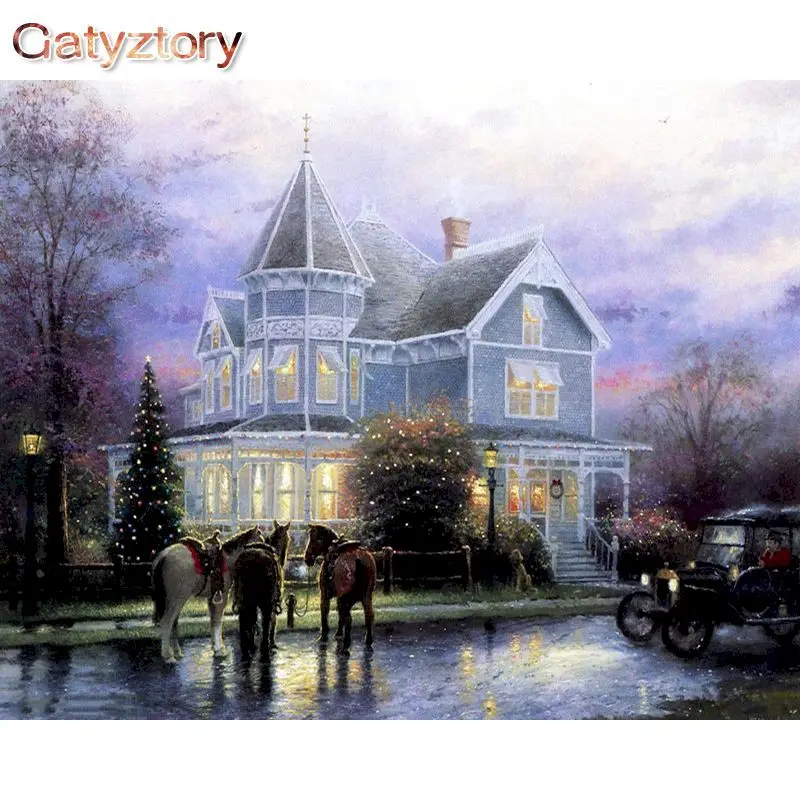 

GATYZTORY Fantasy Castle Paint By Numbers Oil Painting By Numbers On Canvas 40x50cm Frameless Scenery Home Decor Unique Gift