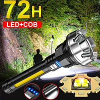 high power led flashlight torch xhp90 usb rechargeable self defense tactical flashlight 18650 torch light cob camping lantern