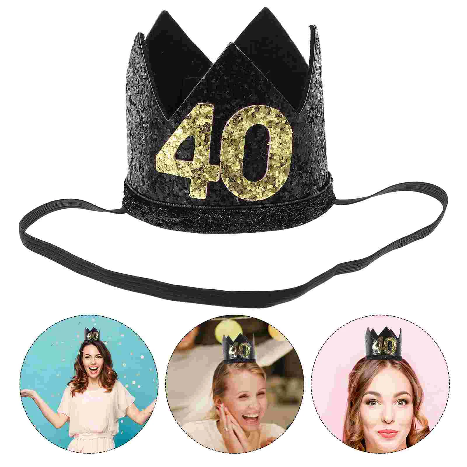 

Birthdayparty Hat 40Th Happywomen Glitter Tiara Hatsmen Gifts Decor Supplies Headbands Decorations 30Th Photography Decoration