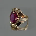 Женское Винтажное кольцо с красным кристаллом, обручальное кольцо золотого цвета с овальным цирконом, размер 5-11