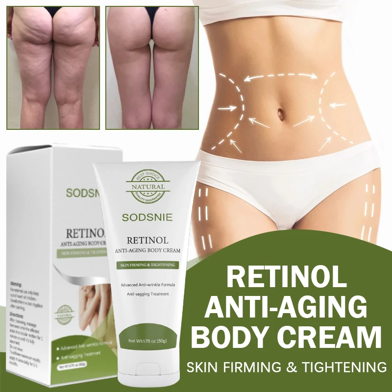 Фото Антивозрастной крем для тела Retinol, укрепляющий, подтягивает кожу, формирует талию, живот, руки, ноги, против провисания, удаление целлюлита, здоровый 50 г №1
