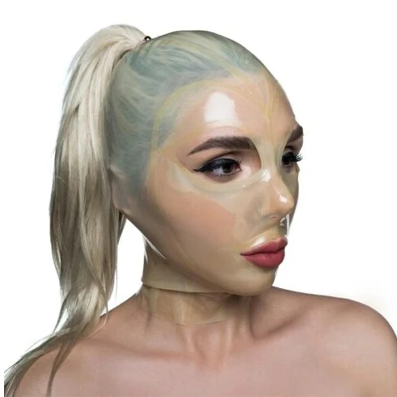 Прозрачные латексные капюшоны сексуальная Фетиш-маска на всю голову резиновая