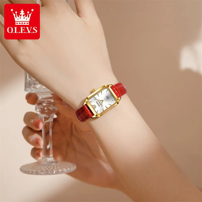 OLEVS 2023 New Fashion Women Bracelet Necklace Set Quartz Watches Top Brand Luxury Leather Elegant Ladies Watch Relogio Feminino