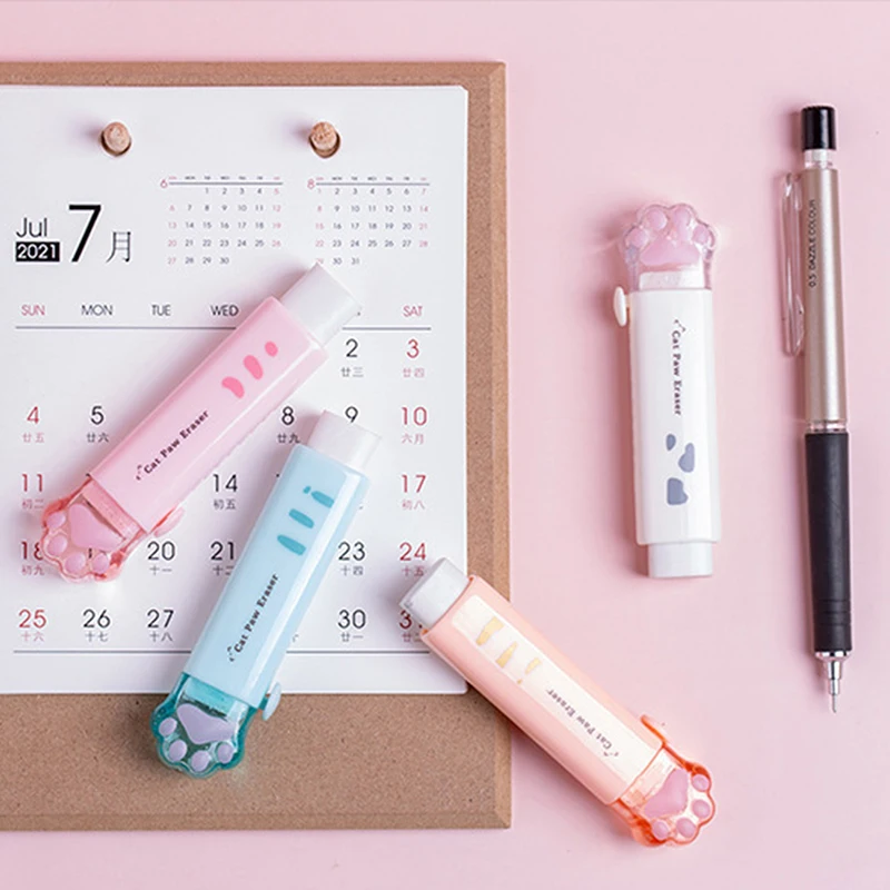 

Cute Cat Paw Erasers Retractable Erasers Wipe ​Clean Correction Tools Erase Pencil Work without Leaving Marks Eraser