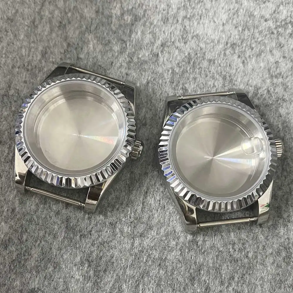 

39mm Dense Bottom Stainless Steel Tooth Ring Watch Case with Sapphire Glass Men's Watch Accessories Fit NH35/ NH36 Movement