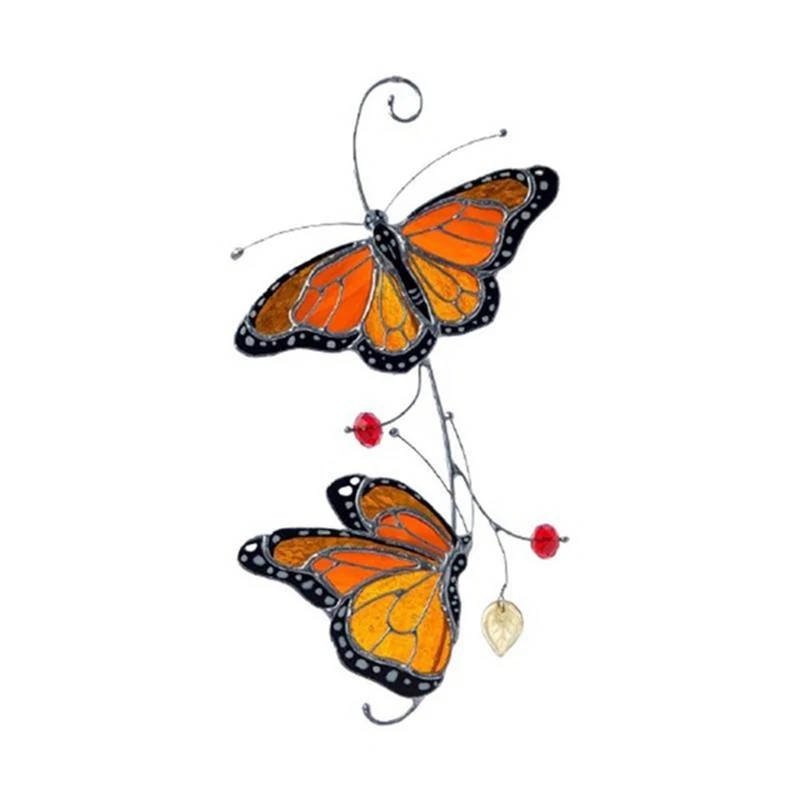 

Витражное украшение ручной работы с птицами, бабочками для стен, окон, дверей, подвесные украшения, винтажный Декор колокольчика-желтый