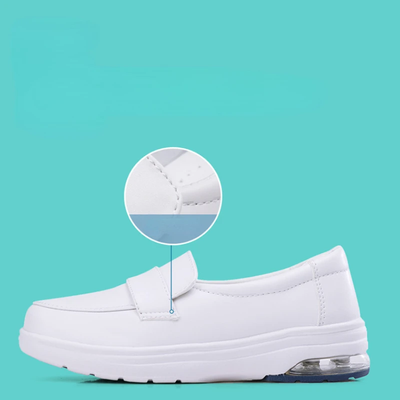 2022 New Women's White Flats Shoes Comfortable Soft Air Cushion Non-slip Work Shoes Slip-on Shallow Footwear Fashion Loafers