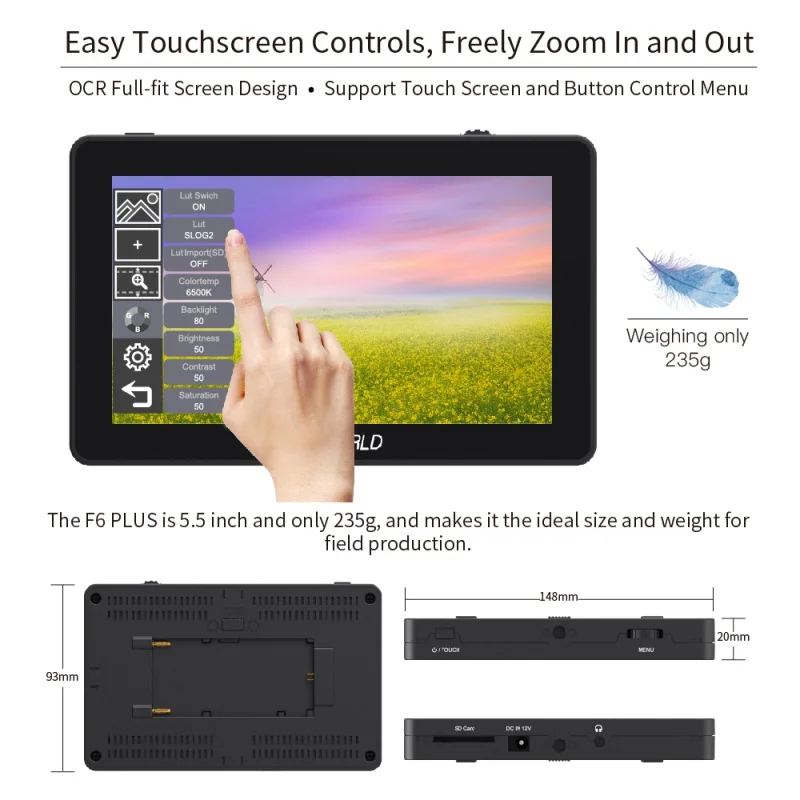 

Монитор для камеры FEELWORLD F6 PLUS, 5,5 дюйма, IPS FHD 1920x1080