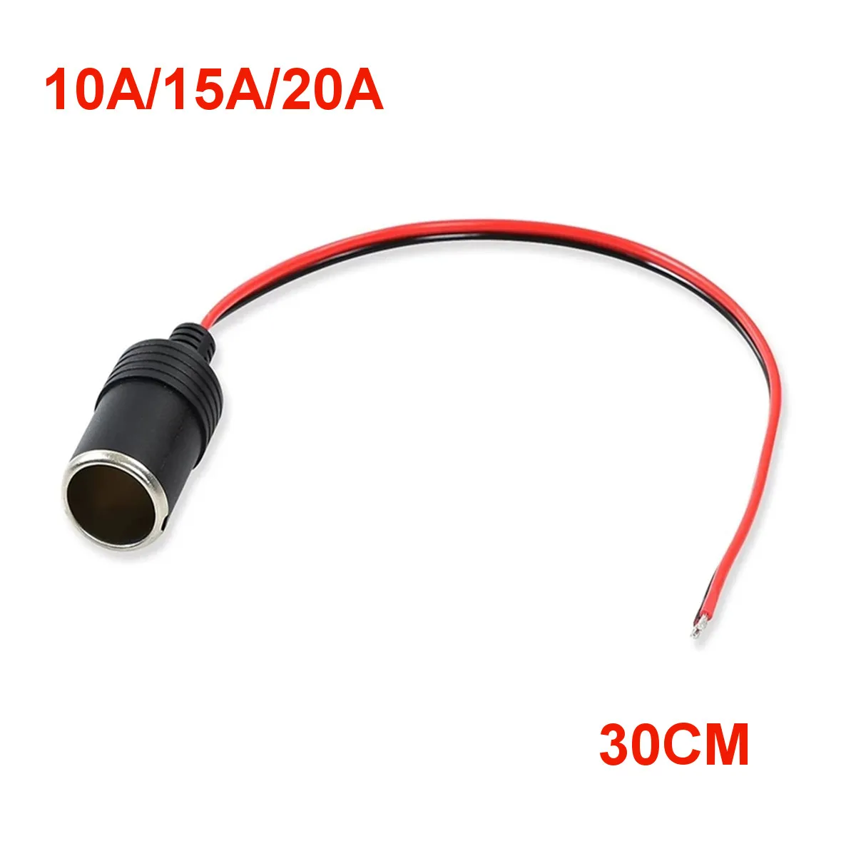 Car Cigarette Lighter Charger Cable 12V 24V 10A 15A 20A Female Socket Plug Connector Adapter 30cm Charging Extension Cord