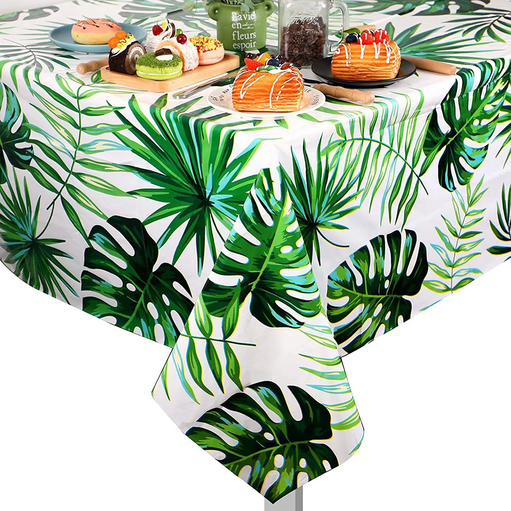 

Hawaiian Party Disposable Tablecloth Summer Tropical Palm Leaves Table Cover Hawaii Wedding Birthday Party Tableware Supplies