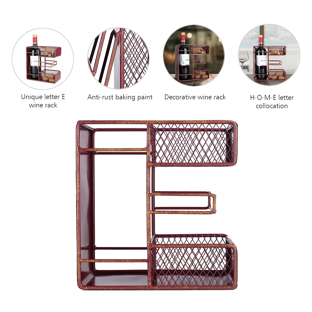 Винная Полка Tooarts Letter-h Железная И Деревянная Декоративная Подставка Для