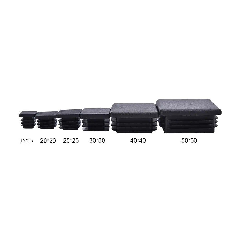 

10pcs Chair Leg Plastic Blanking End Cap Square Tube Insert Black 15mm 20mm 25mm 30mm 40mm 50mm