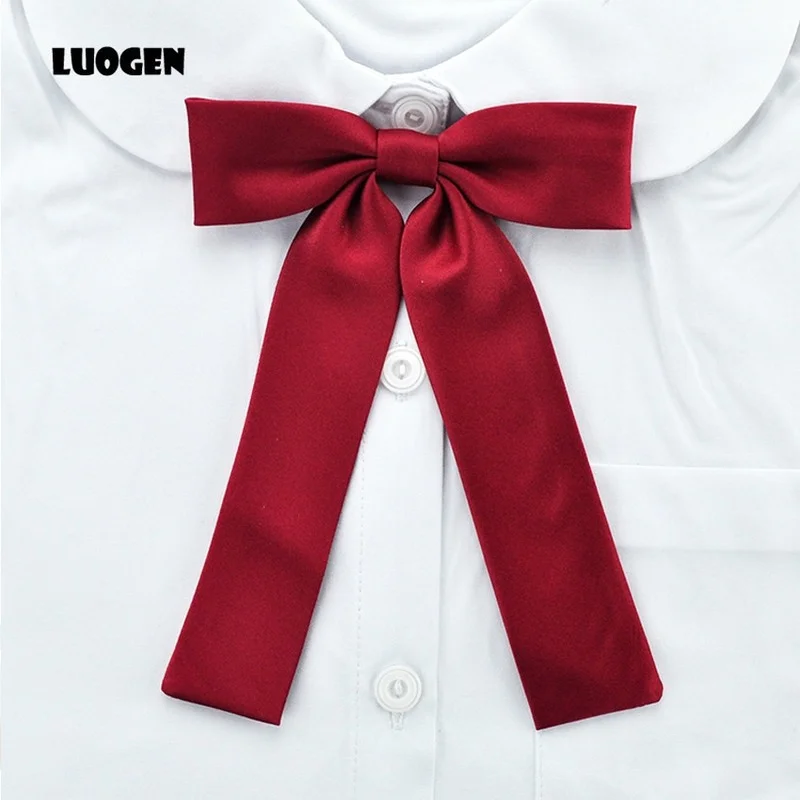 

Kawaii Women's Solid Color Japanese School Girls JK Uniform Long Bowtie Tie Students Necktie Cosplay Lolita Gravata Borboleta