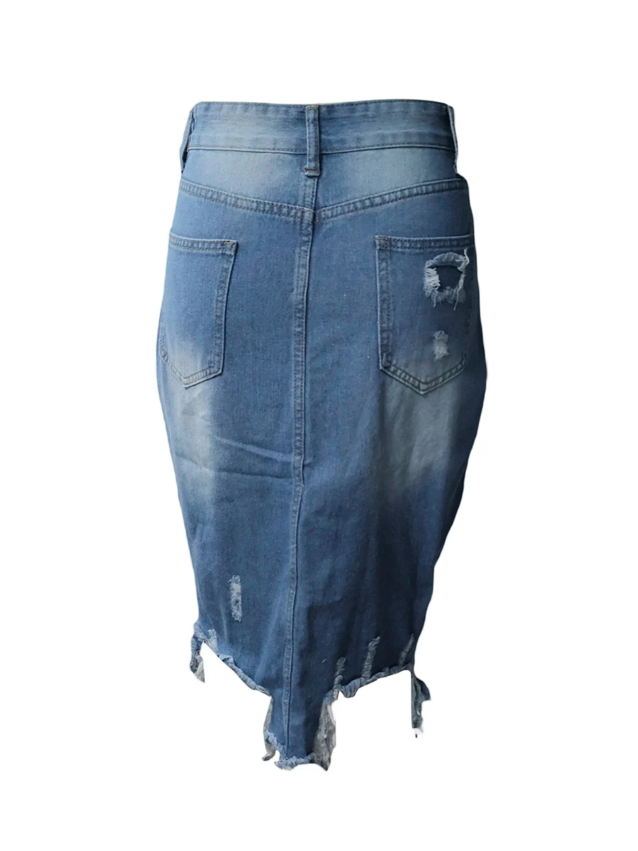 

Женская джинсовая мини-юбка с высокой талией, трапециевидная юбка с потертостями и асимметричным подолом