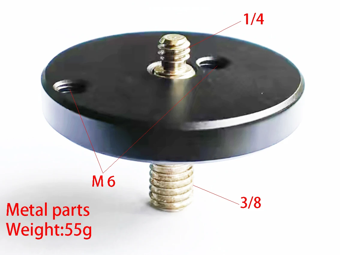 

Двухсторонний Монтажный винт-адаптер с резьбой М6 и наружной резьбой 1/4-3/8 дюйма, диаметр 2 дюйма, для штатива камеры, держателя монитора из ал...
