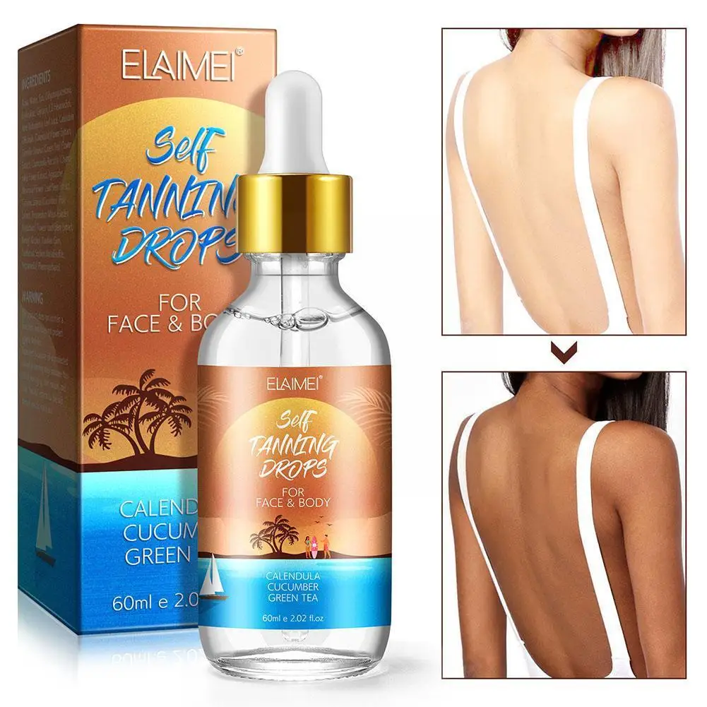 

60ml Self Tanning Drops Face Self Tanner Drops Self Moisturizer to Tanning with Hyaluronic Acid to Add Drops Face Serum H3C8