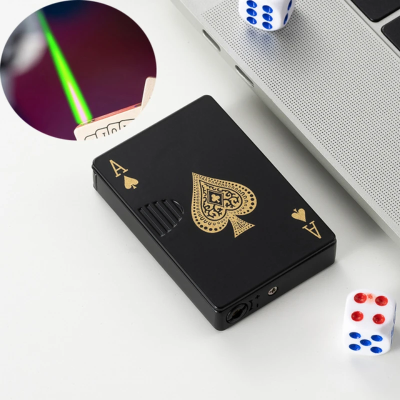 

Creative playing cards Ace of spades gas lighter butane windproof straight metal lighter metal fun toy for men's gift