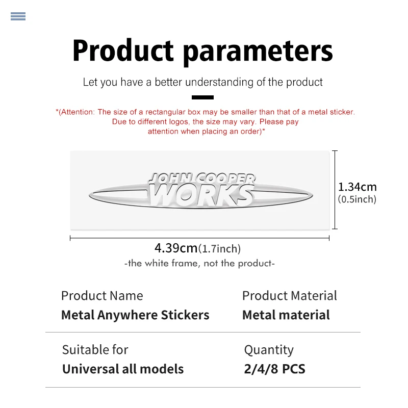 4 шт. металлические наклейки на багажник автомобиля R56 F56 R53 R60