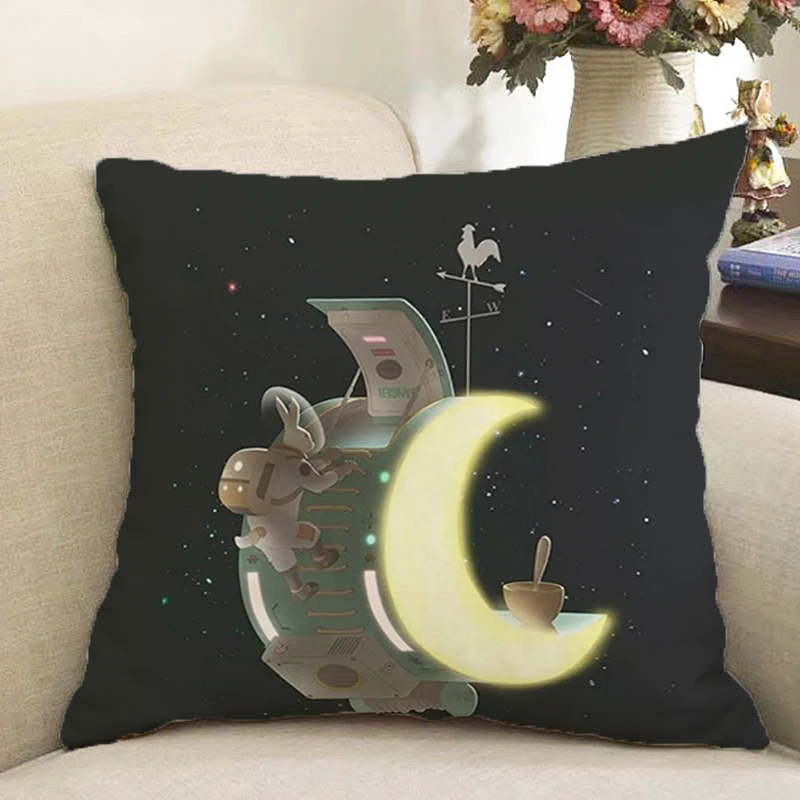 

Astronaut Throw Pillow Covers for Bed Pillows Car Sofa Cushion Cover Short Plush Pillowcase 45x45 Cushions Decorative 45*45 Body