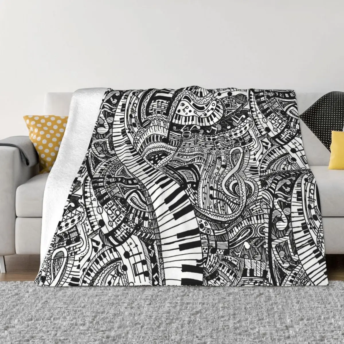 

Классическое Фланелевое мягкое флисовое покрывало с изображением музыкальных нот