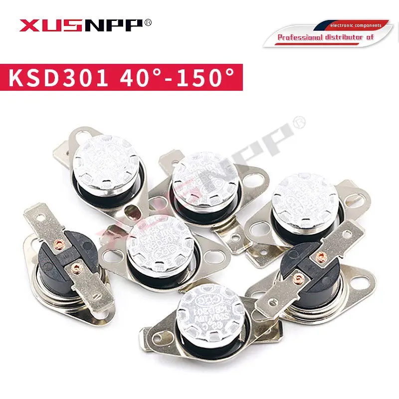 5 шт., переключатель с контролем температуры KSD301 40 45 50 55 60 65 70 75 80 95 90 85 100 120 125 150 135 градусов 250 в 10 А