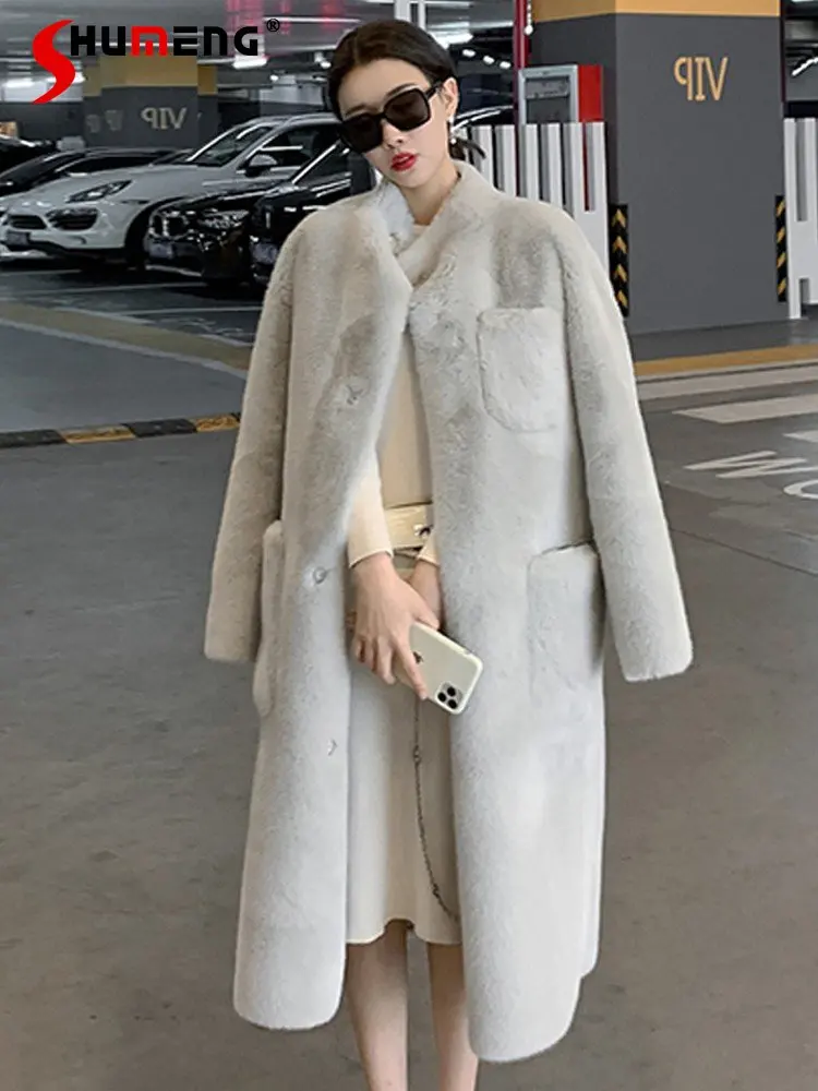 Loose Women's Fur Coat with Cotton Lining Thickened Mid-Length Fur One Mink Wool Coat Fluff Wool Coat Winter Clothing 2022 New