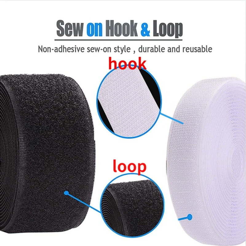 

1Meter 16-150mm Sew on Hook and Loop Non-Adhesive Fastener Tape Nylon Strips Fabric Interlocking Tape Adhesive Diy Accessories