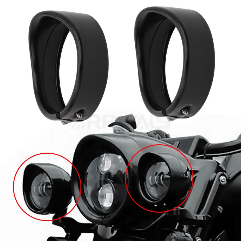 Motorcycle Headlight 4.5" Passing Lights Lamps Trim Ring Bezel Visor Cover For Harley Touring Road King Electra Glide Softail |