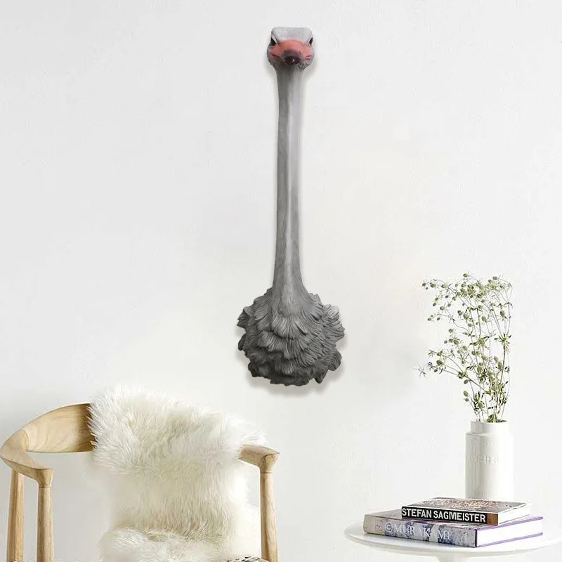 Искусственная скульптура животного настенное украшение для фона страусиная