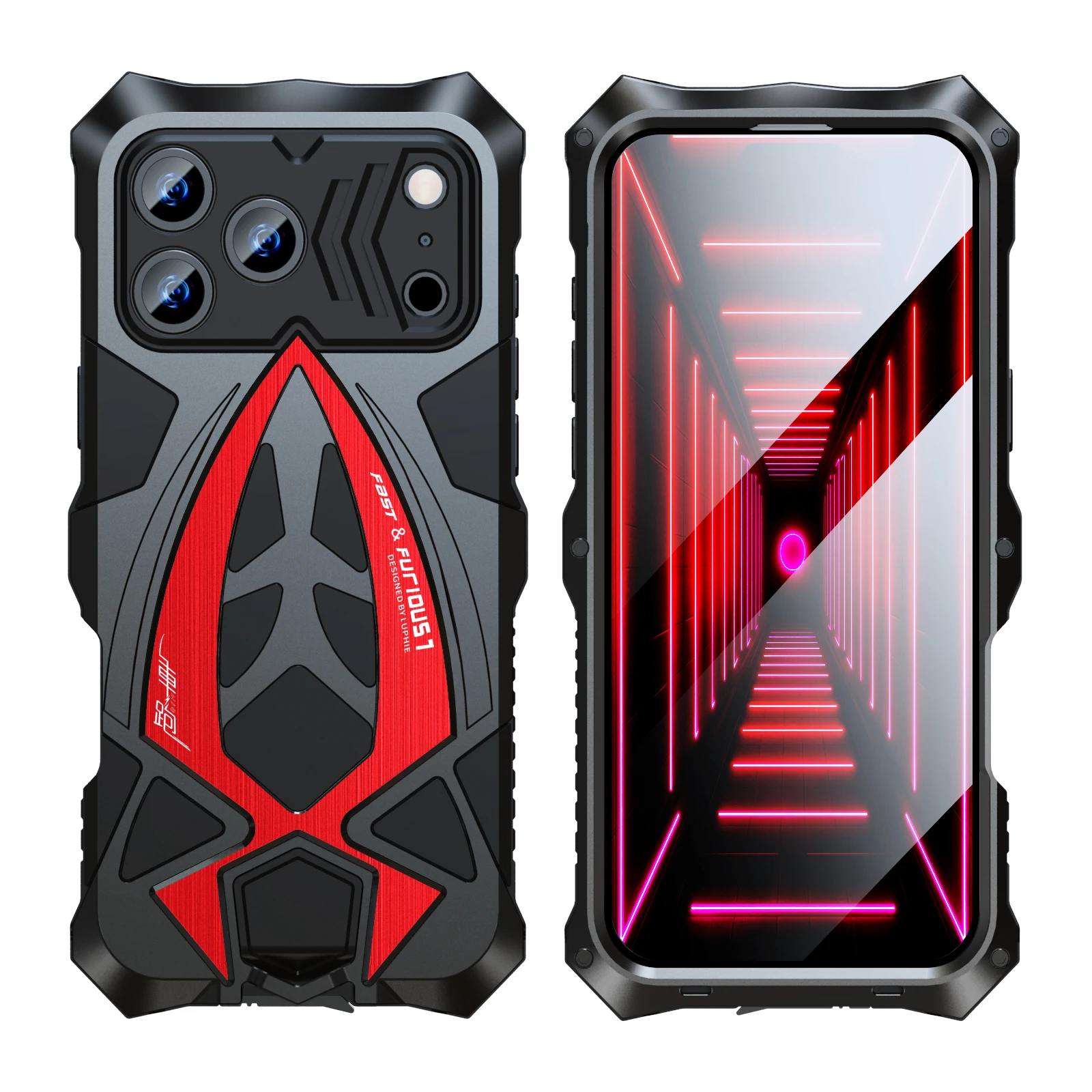 Фото Противоударный чехол Luphie Metal Armor для iPhone 17, 16, 15, 14, 13, 11 Pro Max, XS, военный стандарт, полностью защитный, из резины №2