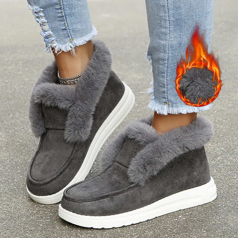 

Corduroy Ladies Slip On Comfort Women Shoes 2022 Ladies Ankle Boots Women Winter Warm Plush Chunky Snow Boots Size 35-43