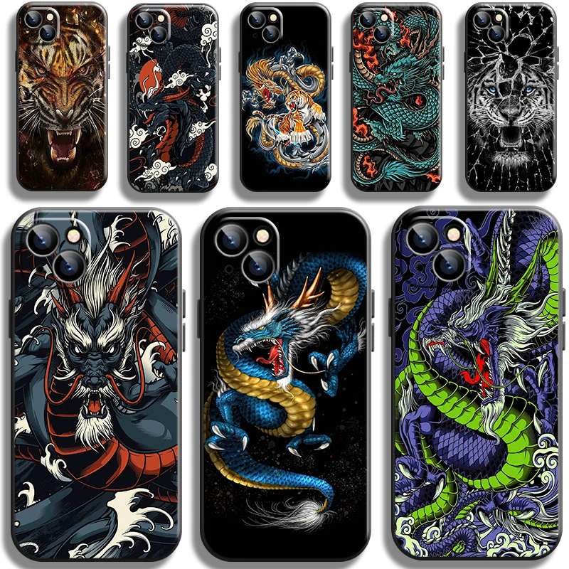 

Chinese Dragon Tiger Phone Case for iPhone 13 12 Pro Max Mini 11 Pro X XR XS Max 6 6S 7 8 Plus Se2 Liquid Silicon Carcasa TPU