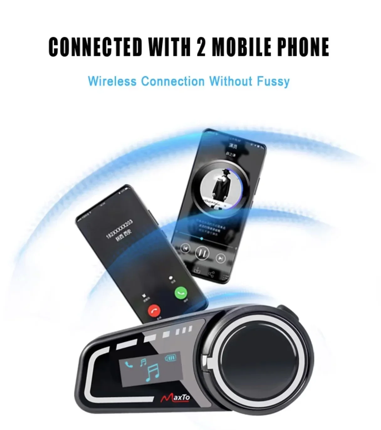 Мотоциклетный шлем Bluetooth Intercom MaxTo M2C для 6 человек (art.: 3920c8da9aef2) - 3920c8da9aef2