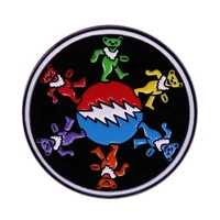 grateful dead dancing bears band brooch metal badge lapel pin jacket jeans fashion jewelry accessories gift