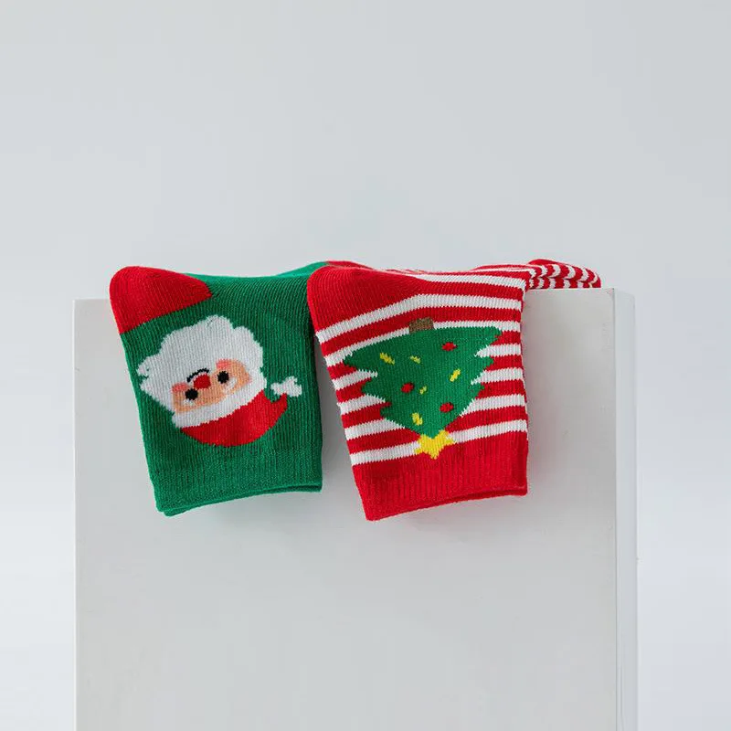 Christmas stocking Children's socks Autumn and winter thickened boys and girls' baby red festive cotton socks